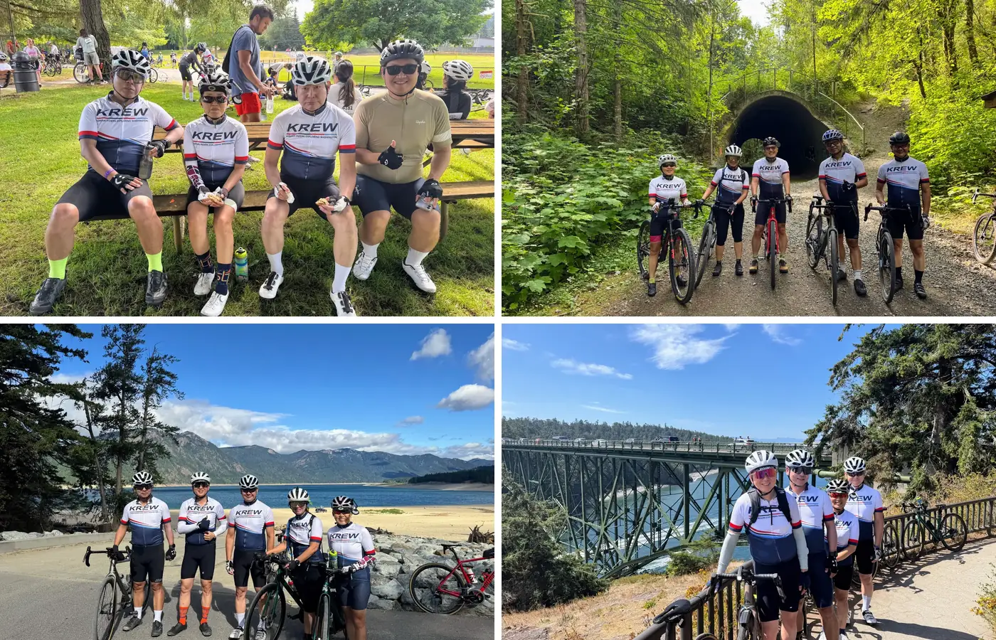 Collage of KREW group rides around Washington