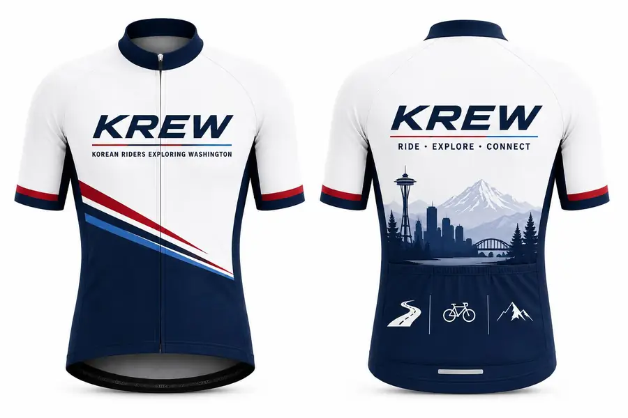 KREW jersey design showing the team's road-focused Washington identity